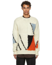 Jil Sander Off White Wool Jacquard Sweater