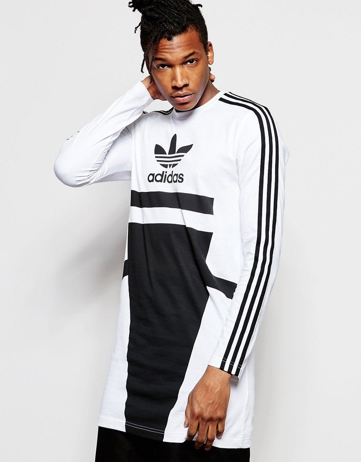 plans Soft feet commit adidas Originals Bleached Out Printed Long Line Long Sleeve T Shirt B45875,  $47 | Asos | Lookastic