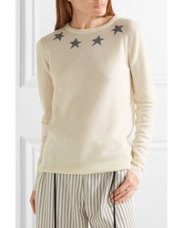 Bella Freud Star Spangle Metallic Intarsia Cashmere Blend Sweater Ivory