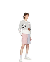 Thom Browne White And Grey 4 Bar Striped Multi Ball Icon Sweater