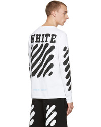 Off-White White Diagonal Spray Long Sleeve T Shirt, $320 | SSENSE