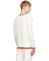 Casablanca White Intarsia Orange Sweater