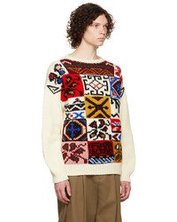 Situationist White Patterned Sweater