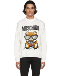 Moschino White Wool Teddy Logo Sweater