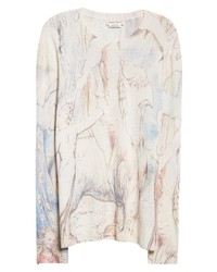 Alexander McQueen William Blake Dante Print Silk Crewneck Sweater In Pale Blueivorygreen At Nordstrom