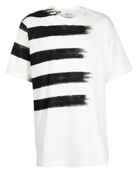 Yohji Yamamoto 5 Stripes Brushed Effect Cotton T Shirt