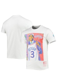 Mitchell & Ness Allen Iverson White Philadelphia 76ers Hardwood Classics Draft Day Colorwash T Shirt