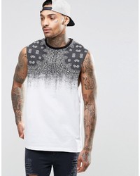 Asos Brand Sleevelss T Shirt With Bandana Print And Dropped Armhole