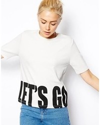 Asos Textured T Shirt With Lets Go Print White