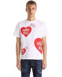 Big Heart Print Cotton T Shirt