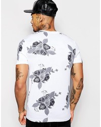 Asos Brand Fitted Fit T Shirt In Floral Print With Stretch