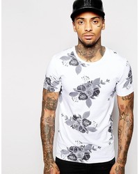 Asos Brand Fitted Fit T Shirt In Floral Print With Stretch