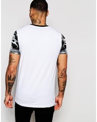 Asos Brand Muscle T Shirt With Paisley Print Yoke