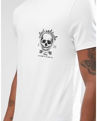 Asos Brand Muscle T Shirt With Skull Style Chest And Back Print