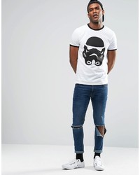 Asos Brand Star Wars T Shirt With Trooper Print And Contrast Neck