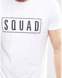 Asos Brand T Shirt With Squad Print In White