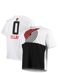 FANATICS Branded Damian Lillard White Portland Trail Blazers Big Tall Yoke T Shirt