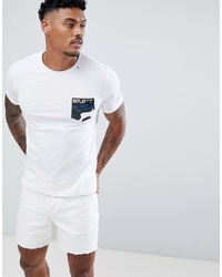 Replay Camo Logo Pocket T Shirt In White