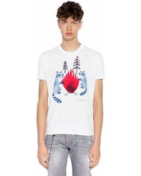 DSQUARED2 Campfire Printed Cotton Jersey T Shirt