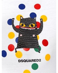 Dsquared2 Cat Polka Dot Printed Cotton T Shirt