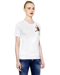 Dsquared2 Cat Polka Dot Printed Cotton T Shirt