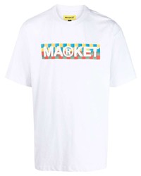 MARKET Checkered Bar Logo Print T Shirt