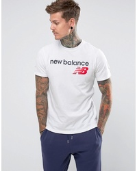 New Balance Classic Logo T Shirt In White Mt73581 Wt