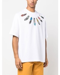 Marcelo Burlon County of Milan Collar Feathers Over Printed T Shirt