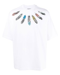 Marcelo Burlon County of Milan Collar Feathers Over Printed T Shirt