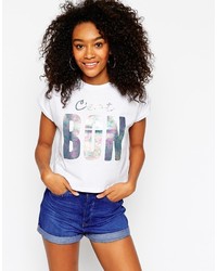 Asos Collection Cropped T Shirt With Cest Bon Holographic Print