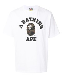 A Bathing Ape College Camouflage Logo Print Cotton T Shirt