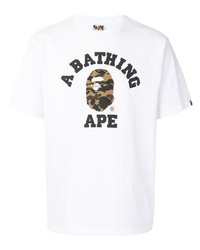 A Bathing Ape College Camouflage Logo Print Cotton T Shirt