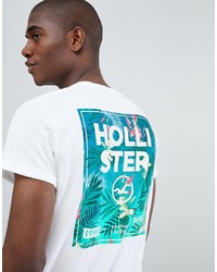 Hollister Colour Change Chest Floral Logo T Shirt Slim Fit In White