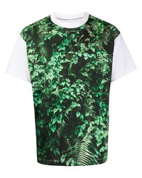 Fumito Ganryu Contrast Leaf Print T Shirt