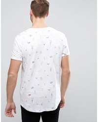 Esprit Crew Neck T Shirt With All Over Beach Print