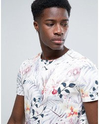 Esprit Crew Neck T Shirt With All Over Palm Print