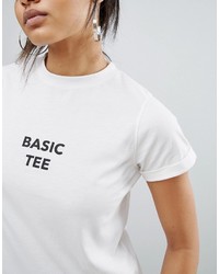 Daisy Street Crew Neck T Shirt With Basic Tee Print