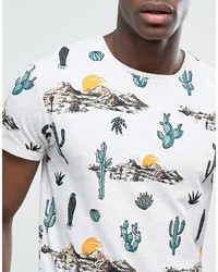 Esprit Crew Neck T Shirt With Cactus Print