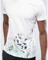 Esprit Crew Neck T Shirt With Faded Palm Print