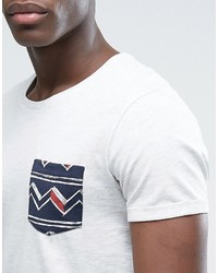 Esprit Crew Neck T Shirt With Printed Pocket Detail