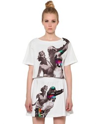 Frankie Morello Cropped Printed Cotton Jersey T Shirt