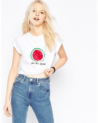 Asos Cropped T Shirt With Melon Print