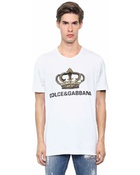 Dolce & Gabbana Crown Printed Cotton Jersey T Shirt