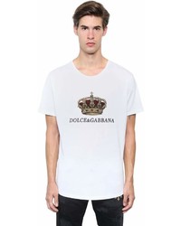 Dolce & Gabbana Crown Printed Cotton Jersey T Shirt
