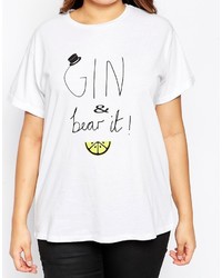 Asos Curve Curve Boyfriend T Shirt With Gin Bear It Print