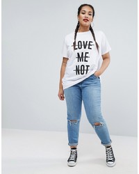 Asos Curve Curve Reversiblet Shirt In Love Me Love Me Not Print