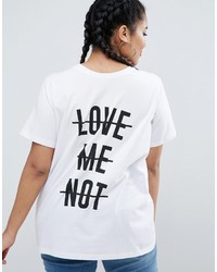 Asos Curve Curve Reversiblet Shirt In Love Me Love Me Not Print