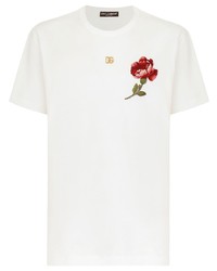 Dolce & Gabbana Dg Floral Embroidered Cotton T Shirt
