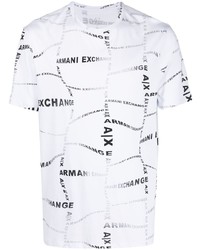 Armani Exchange Distorted Logo Print Cotton T Shirt