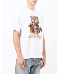 DOMREBEL Distressed Tiger Logo Print T Shirt
